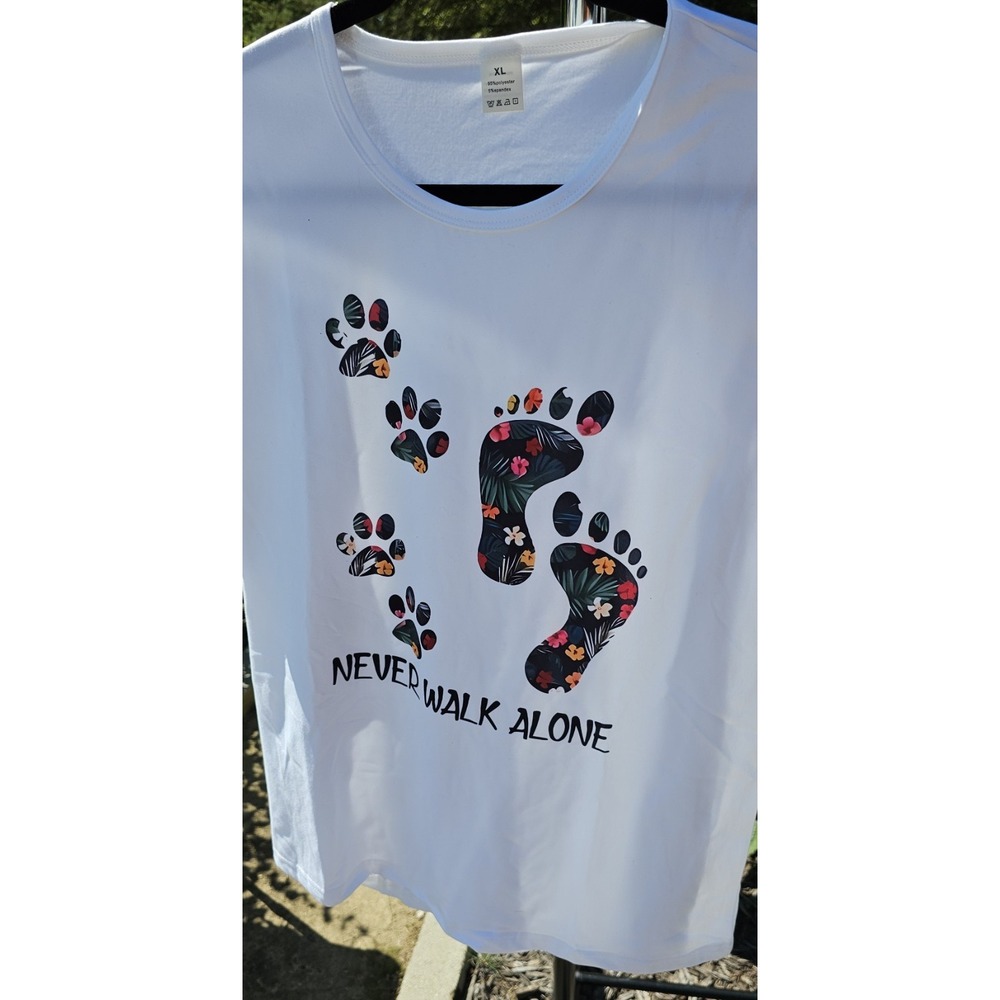 Never Walk Alone Paw Dog Flower Shirt Dog Friends Dog Lover - Gift for Dog Lo... - Picture 2 of 10